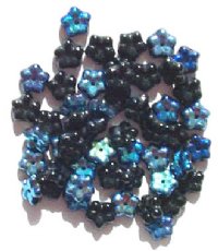 50 3x9mm Matte Black AB Flower Spacer Beads